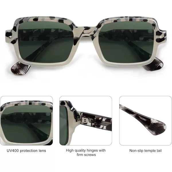SOJOS Trendy Sunglasses for Women MenRetro Classic Vintage Stylish Cute Womens Rectangle Square Shades UV400 SJ2282Black White TortoiseSilver Mirror