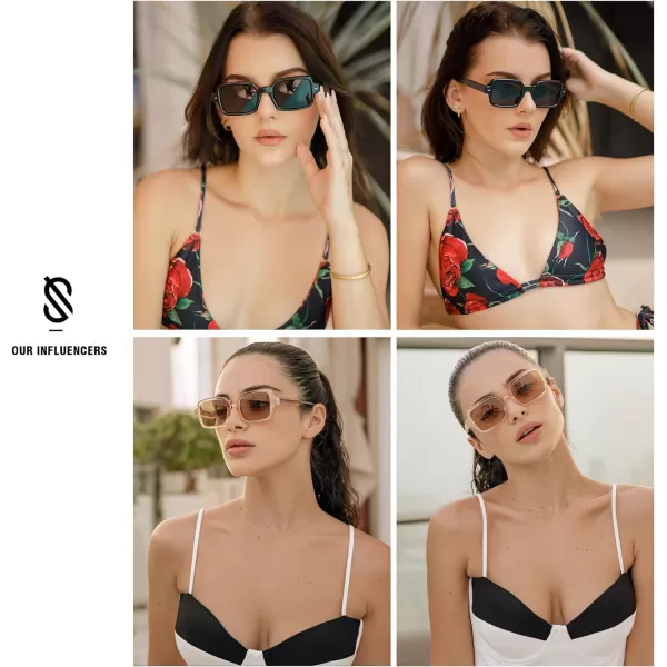 SOJOS Trendy Sunglasses for Women MenRetro Classic Vintage Stylish Cute Womens Rectangle Square Shades UV400 SJ2282Black White TortoiseSilver Mirror