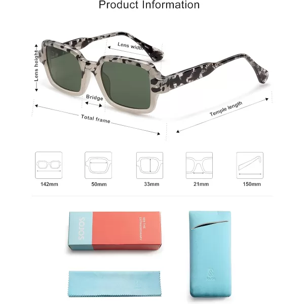 SOJOS Trendy Sunglasses for Women MenRetro Classic Vintage Stylish Cute Womens Rectangle Square Shades UV400 SJ2282Black White TortoiseSilver Mirror