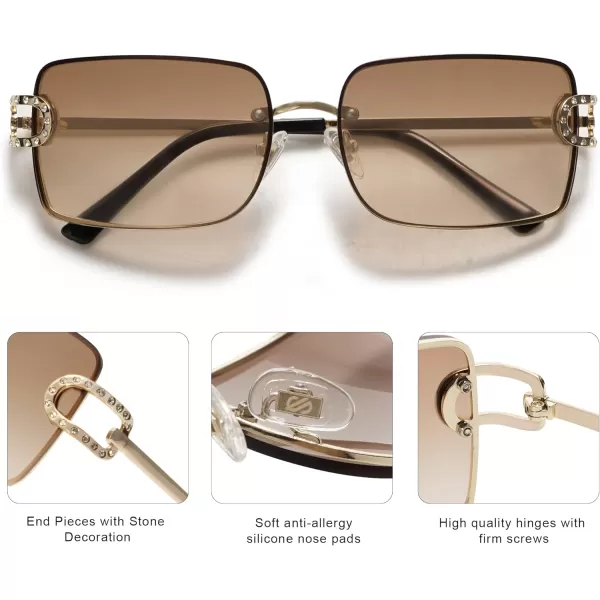 SOJOS Trendy Sunglasses for Women and MenGoldBrown Grading