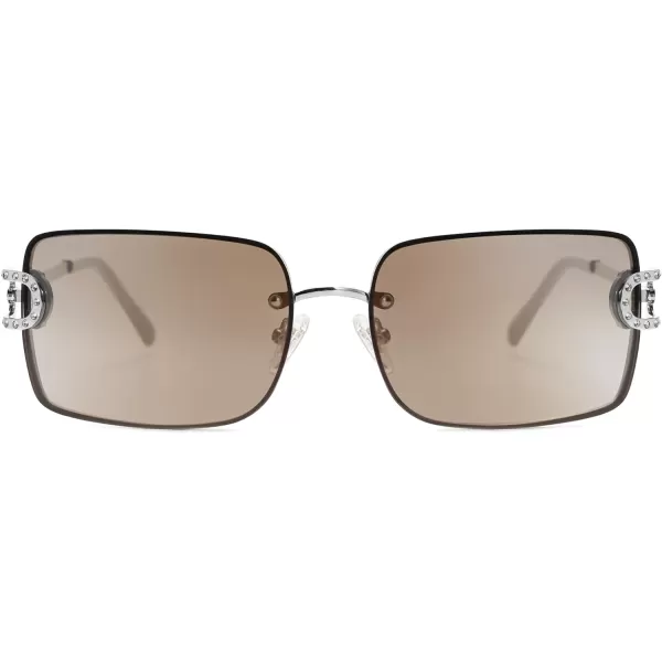 SOJOS Trendy Sunglasses for Women and MenSilverBrown Light Silver Mirror