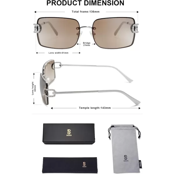 SOJOS Trendy Sunglasses for Women and MenSilverBrown Light Silver Mirror
