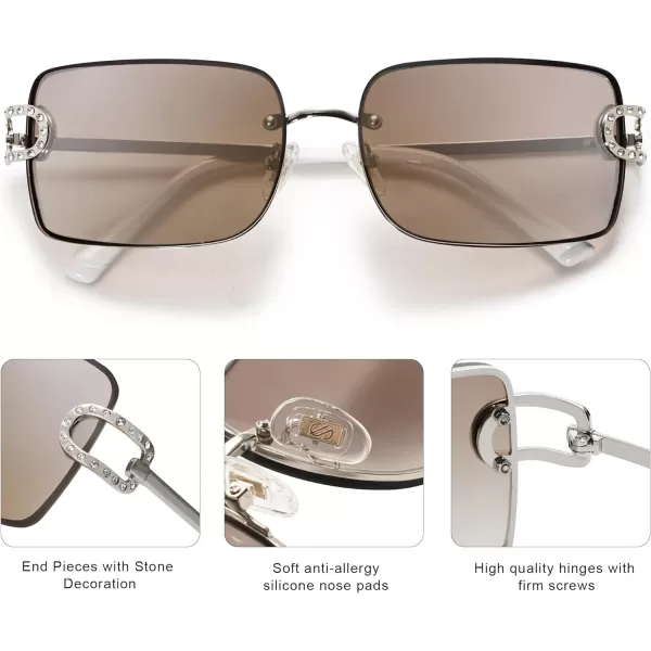 SOJOS Trendy Sunglasses for Women and MenSilverBrown Light Silver Mirror