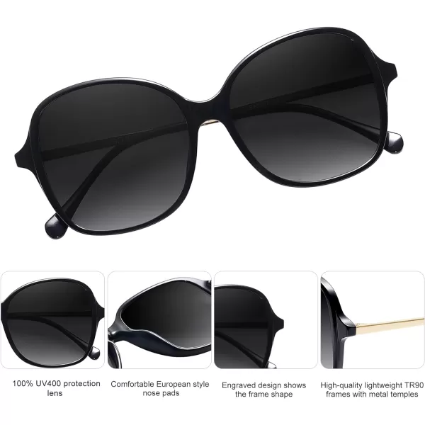 SOJOS Vintage Big Oversized Square Sunglasses for Women TR90 Frame Womens Shades Sunglasses SJ5097Black