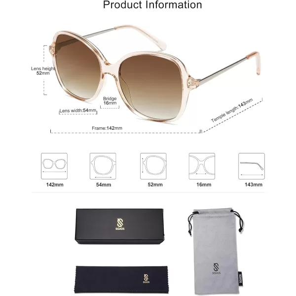 SOJOS Vintage Big Oversized Square Sunglasses for Women TR90 Frame Womens Shades Sunglasses SJ5097Crystal Brown