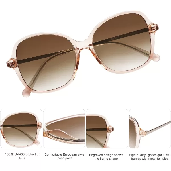 SOJOS Vintage Big Oversized Square Sunglasses for Women TR90 Frame Womens Shades Sunglasses SJ5097Crystal Brown