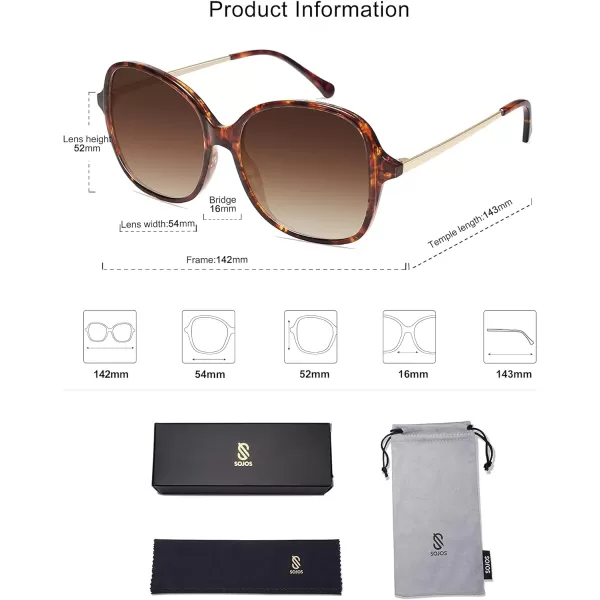 SOJOS Vintage Big Oversized Square Sunglasses for Women TR90 Frame Womens Shades Sunglasses SJ5097Tortoise