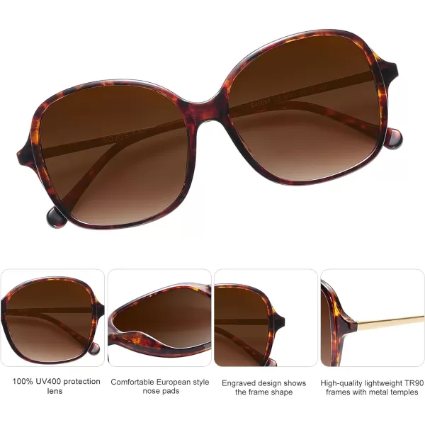 SOJOS Vintage Big Oversized Square Sunglasses for Women TR90 Frame Womens Shades Sunglasses SJ5097Tortoise