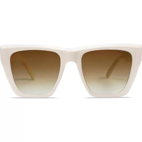 SOJOS Vintage Oversized Square Cat Eye Polarized Sunglasses for Women Trendy Fashion Cateye Style Sunglasses SJ2179Beige