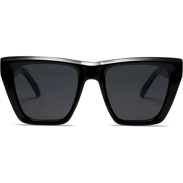 SOJOS Vintage Oversized Square Cat Eye Polarized Sunglasses for Women Trendy Fashion Cateye Style Sunglasses SJ2179Black