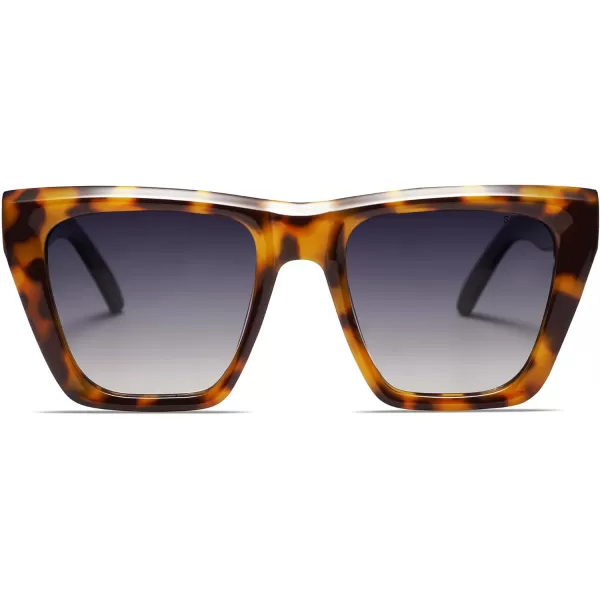 SOJOS Vintage Oversized Square Cat Eye Polarized Sunglasses for Women Trendy Fashion Cateye Style Sunglasses SJ2179Bright Tortoise