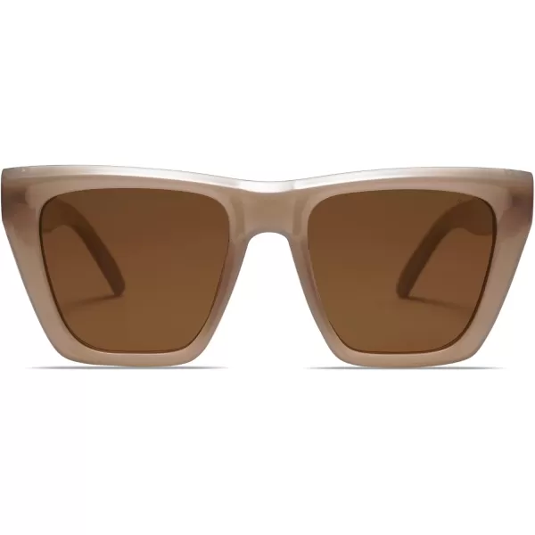 SOJOS Vintage Oversized Square Cat Eye Polarized Sunglasses for Women Trendy Fashion Cateye Style Sunglasses SJ2179Brown
