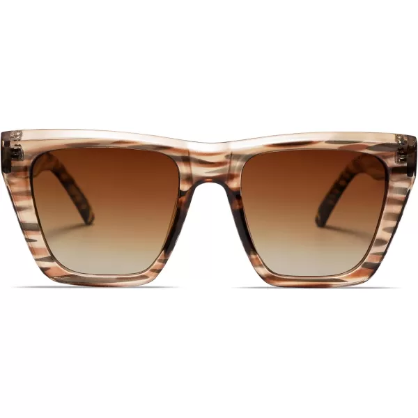 SOJOS Vintage Oversized Square Cat Eye Polarized Sunglasses for Women Trendy Fashion Cateye Style Sunglasses SJ2179Brown Pattern
