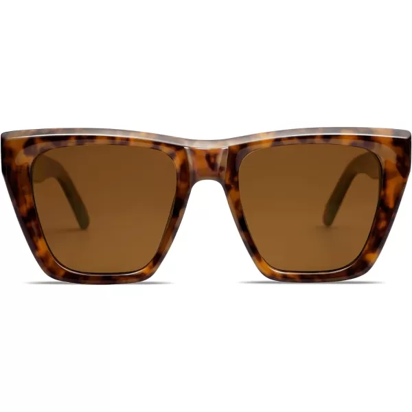 SOJOS Vintage Oversized Square Cat Eye Polarized Sunglasses for Women Trendy Fashion Cateye Style Sunglasses SJ2179Dark Tortoise