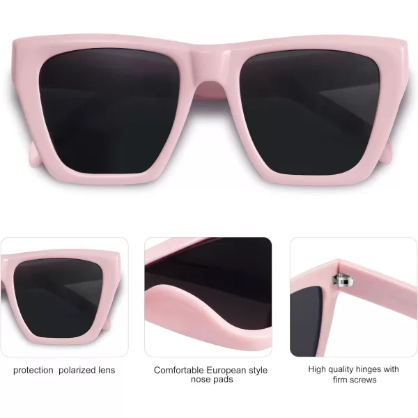 SOJOS Vintage Oversized Square Cat Eye Polarized Sunglasses for Women Trendy Fashion Cateye Style Sunglasses SJ2179Pink