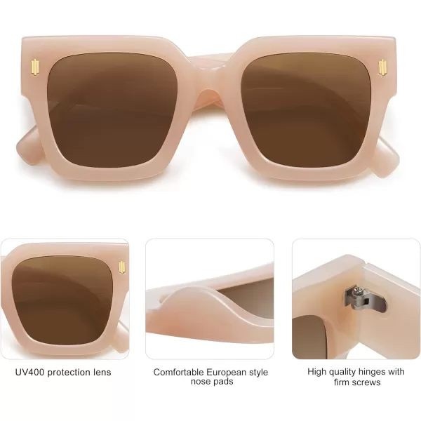 SOJOS Vintage Oversized Square Sunglasses for WomenRetro Womens Luxury Big Sun Glasses UV400 Protection SJ2194Cream Brown