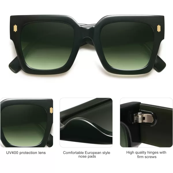 SOJOS Vintage Oversized Square Sunglasses for WomenRetro Womens Luxury Big Sun Glasses UV400 Protection SJ2194Green