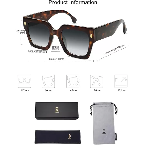 SOJOS Vintage Oversized Square Sunglasses for WomenRetro Womens Luxury Big Sun Glasses UV400 Protection SJ2194Leopard