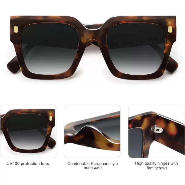SOJOS Vintage Oversized Square Sunglasses for WomenRetro Womens Luxury Big Sun Glasses UV400 Protection SJ2194Leopard