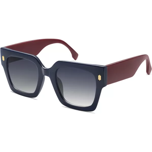 SOJOS Vintage Oversized Square Sunglasses for WomenRetro Womens Luxury Big Sun Glasses UV400 Protection SJ2194Milky NavyMilky Red