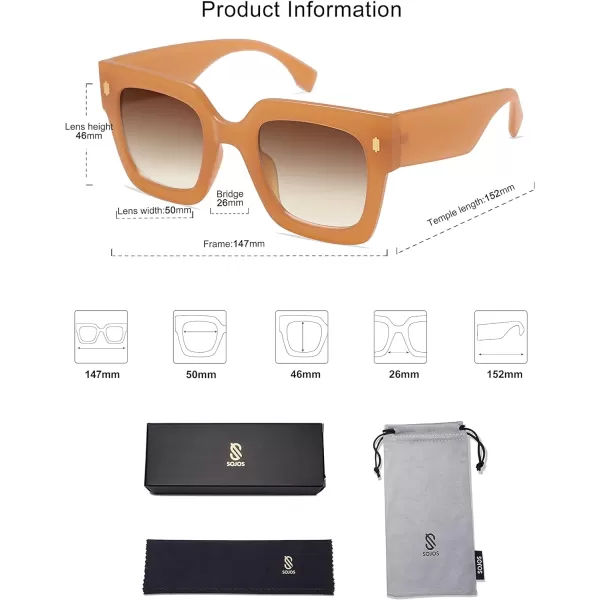 SOJOS Vintage Oversized Square Sunglasses for WomenRetro Womens Luxury Big Sun Glasses UV400 Protection SJ2194Milky Orange