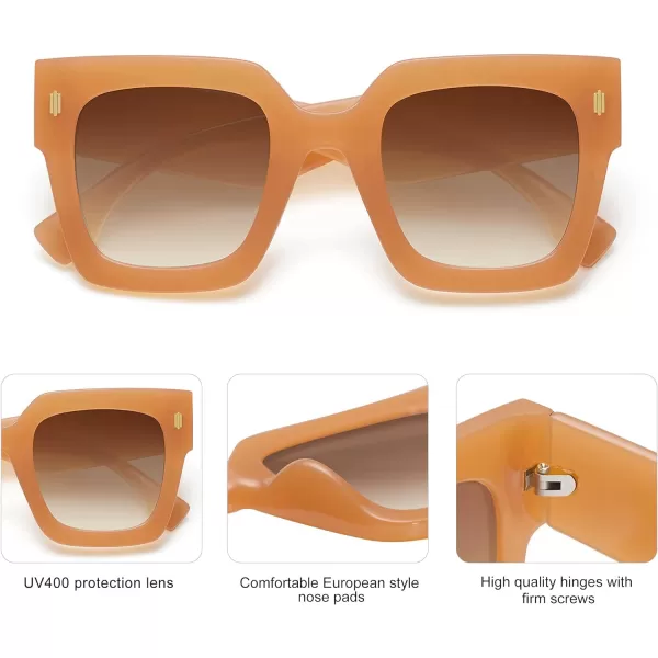 SOJOS Vintage Oversized Square Sunglasses for WomenRetro Womens Luxury Big Sun Glasses UV400 Protection SJ2194Milky Orange