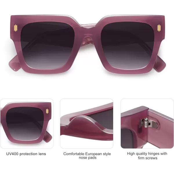 SOJOS Vintage Oversized Square Sunglasses for WomenRetro Womens Luxury Big Sun Glasses UV400 Protection SJ2194Milky Purple