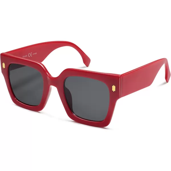 SOJOS Vintage Oversized Square Sunglasses for WomenRetro Womens Luxury Big Sun Glasses UV400 Protection SJ2194Red
