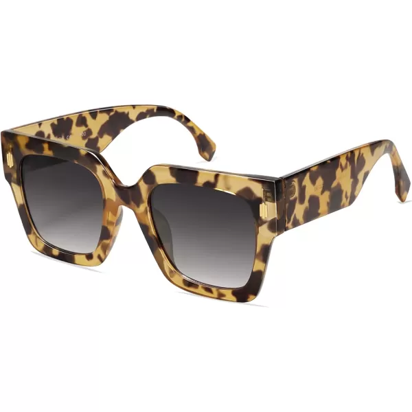 SOJOS Vintage Oversized Square Sunglasses for WomenRetro Womens Luxury Big Sun Glasses UV400 Protection SJ2194Yellow Leopard