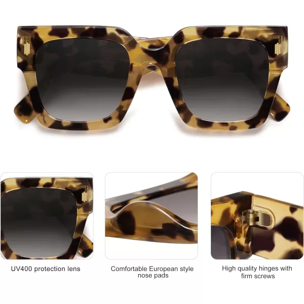 SOJOS Vintage Oversized Square Sunglasses for WomenRetro Womens Luxury Big Sun Glasses UV400 Protection SJ2194Yellow Leopard