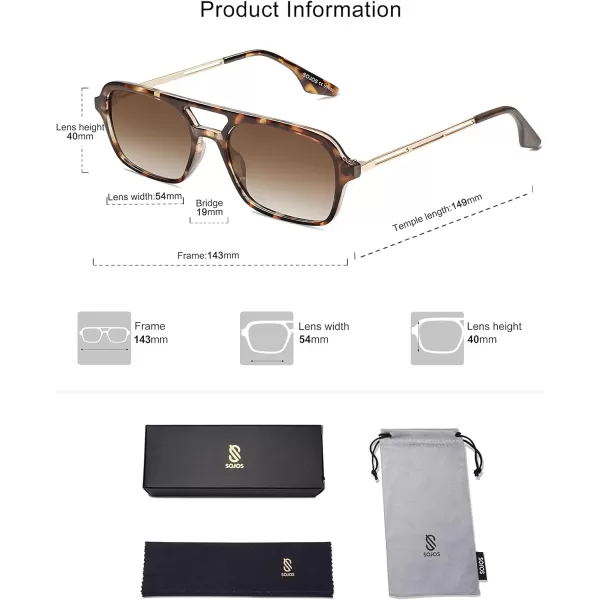 SOJOS Vintage Polarized Aviator Sunglasses for Women Men 70s Retro Flat Narraw Rectangular Womens Glasses SJ2186Brown Tortoise