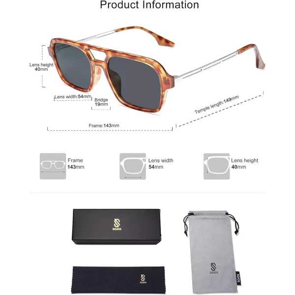 SOJOS Vintage Polarized Aviator Sunglasses for Women Men 70s Retro Flat Narraw Rectangular Womens Glasses SJ2186Yellow Tortoise