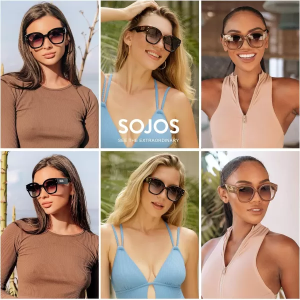 SOJOS Vintage Sunglasses Womens Trendy 2023 Nude Big Sun Glasses Oversized UV400 Protection SJ2257Black