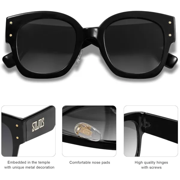 SOJOS Vintage Sunglasses Womens Trendy 2023 Nude Big Sun Glasses Oversized UV400 Protection SJ2257Black