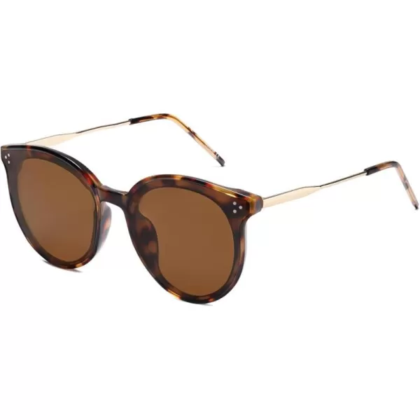 SOJOS Classic Round Sunglasses Womens Mens Trendy Oversized Shades Retro Vintage SunniesTortoiseBrown