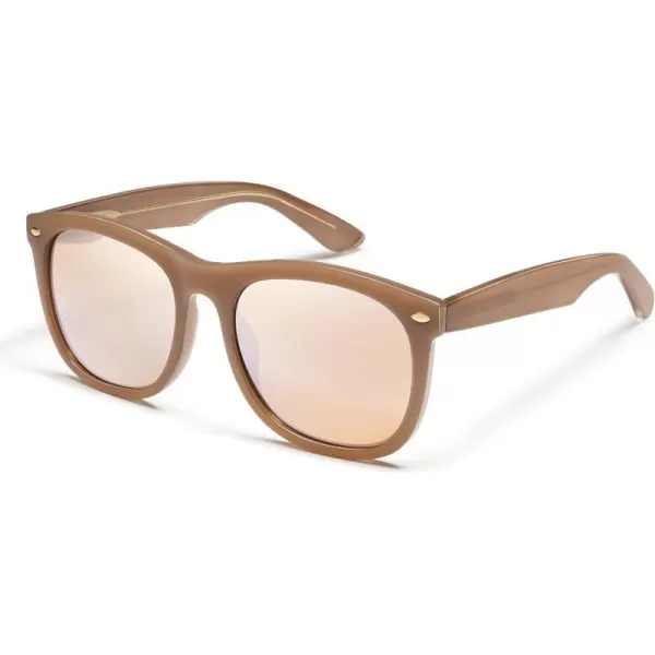 SOJOS Classic Square Sunglasses for Women Men Vintage Retro Oversized Womens UV400 Sun Glasses SJ2270Milky Light BrownBrown Silver Mirror