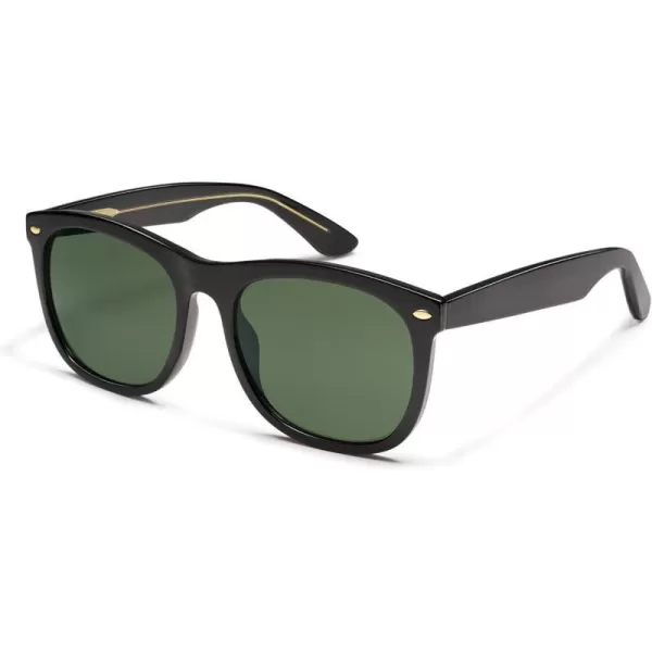 SOJOS Classic Square Sunglasses for Women Men Vintage Retro Oversized Womens UV400 Sun Glasses SJ2270Shiny BlackGreen