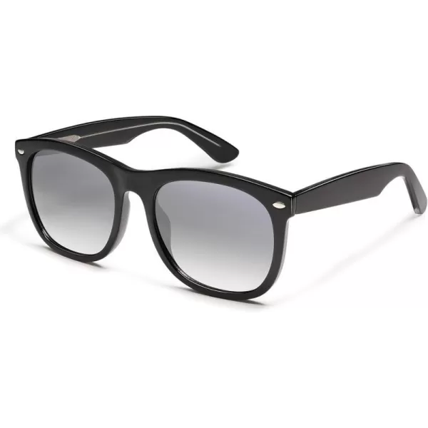 SOJOS Classic Square Sunglasses for Women Men Vintage Retro Oversized Womens UV400 Sun Glasses SJ2270Shiny BlackSilver Mirror