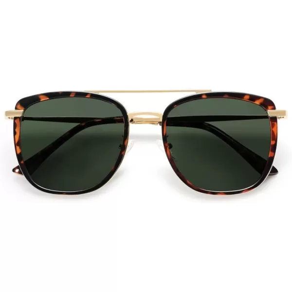 SOJOS Retro Aviator Square Polarized Sunglasses For Women MenVintage Womens Sun Glasses Shades UV400 SJ2180TortoiseGreen