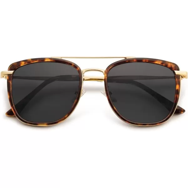 SOJOS Retro Aviator Square Polarized Sunglasses For Women MenVintage Womens Sun Glasses Shades UV400 SJ2180TortoiseGrey