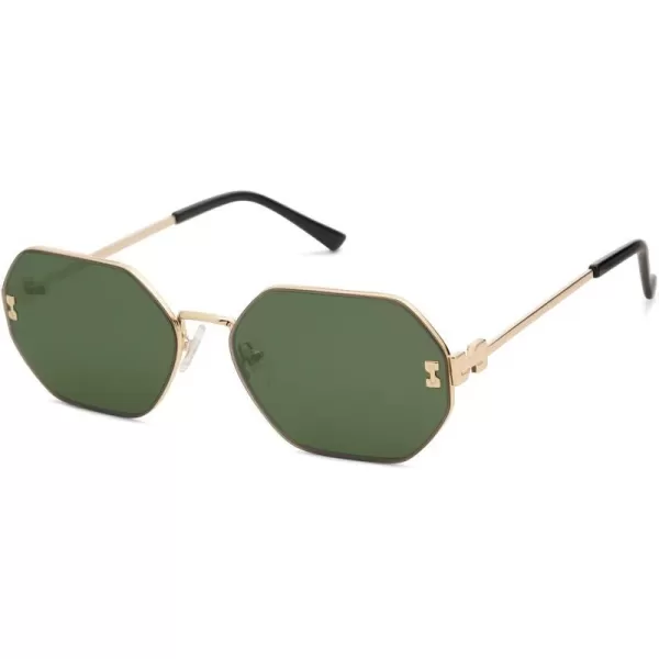 SOJOS Retro Hexagon Sunglasses for Women Trendy Polygon Sun Glasses UV400 Protective SJ1190Gold Frame Turquoise Lens Turquoise