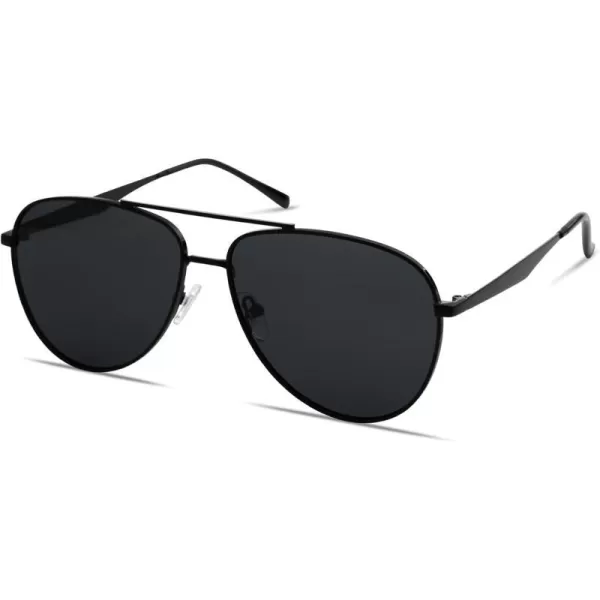SOJOS Retro Oversized Aviator Polarized Sunglasses for Women Men Classic Large Metal Sun Glasses SJ1207AShiny BlackGrey