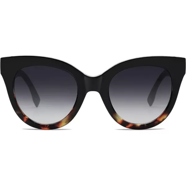 SOJOS Retro Oversized Cateye Sunglasses for Women Large Vintage Trendy Shades SJ2074BlackamptortoiseGrey