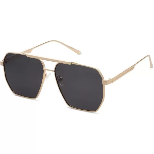 SOJOS Retro Oversized Square Polarized Sunglasses for Women and Men Vintage Shades UV400 Classic Large Metal Sun GlassesGold