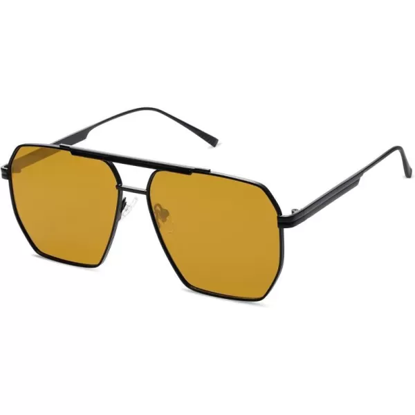 SOJOS Retro Oversized Square Polarized Sunglasses for Women and Men Vintage Shades UV400 Classic Large Metal Sun GlassesMatt Black