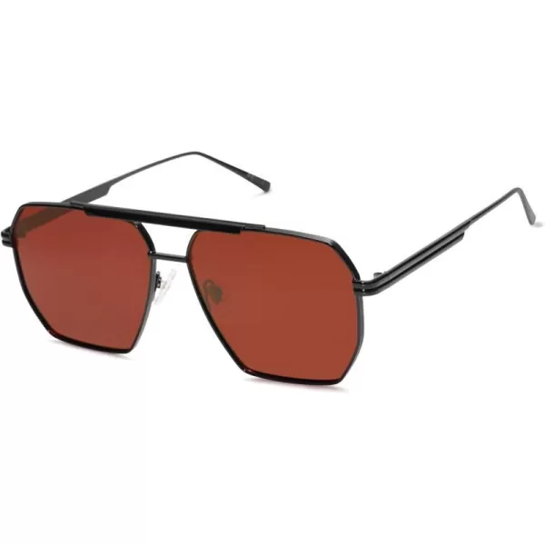 SOJOS Retro Oversized Square Polarized Sunglasses for Women and Men Vintage Shades UV400 Classic Large Metal Sun GlassesMatte Black