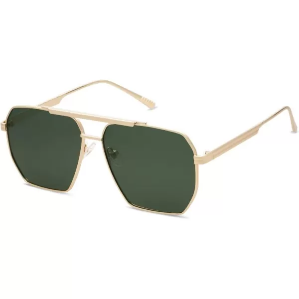 SOJOS Retro Oversized Square Polarized Sunglasses for Women and Men Vintage Shades UV400 Classic Large Metal Sun GlassesSgold