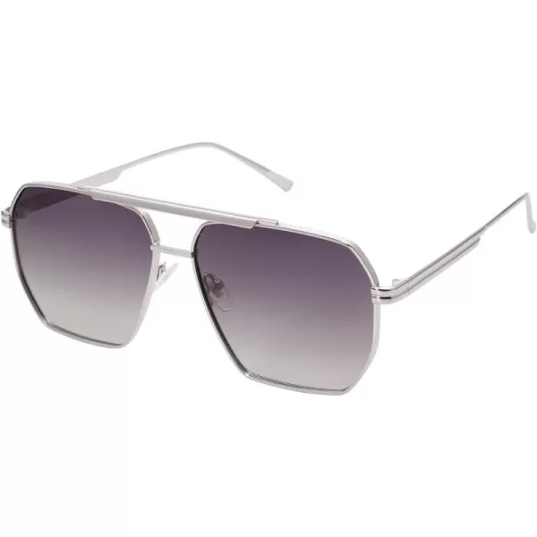 SOJOS Retro Oversized Square Polarized Sunglasses for Women and Men Vintage Shades UV400 Classic Large Metal Sun GlassesSilverGrey