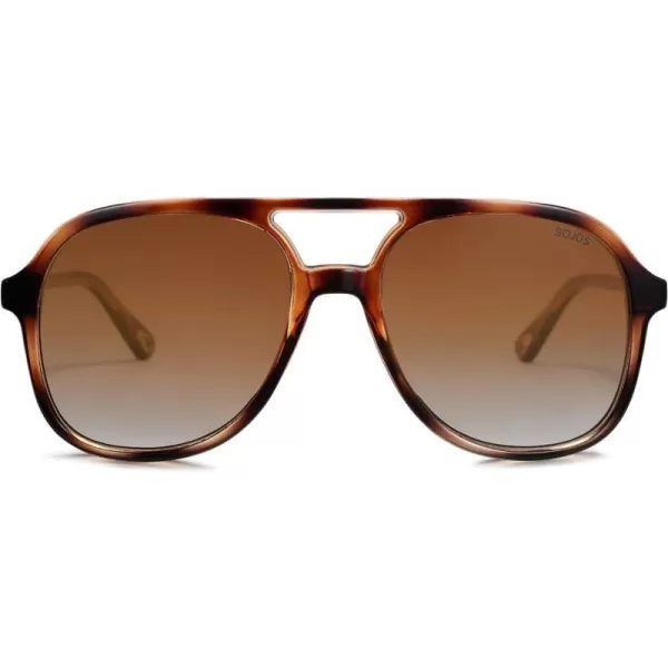 SOJOS Retro Polarized Aviator Sunglasses for Women Men Classic 70s Vintage Trendy Square Oversized AviatorsBrown TortoiseBrown