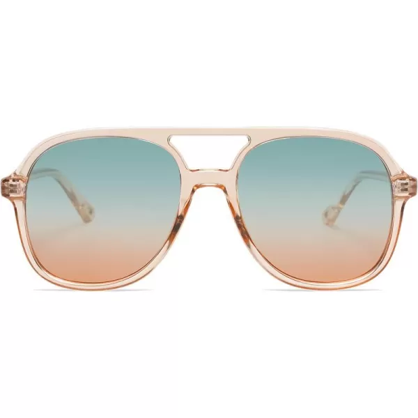 SOJOS Retro Polarized Aviator Sunglasses for Women Men Classic 70s Vintage Trendy Square Oversized AviatorsClear BrownGreen Gradient Brown